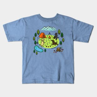 Cute Labrador Retriever Campsite Cartoon Kids T-Shirt